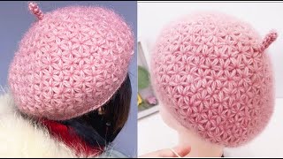 Pink Cherry Pattern Crochet Hat Tutorial For Crochet Beginner.