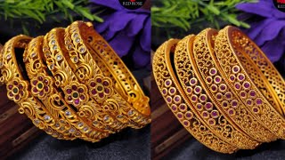 Latest Matte Finish Bangles Collection. 1gm Gold Jewellery Collection. Order at 8688938917