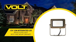 What's In The Box? | VOLT® 12V 12W LED Brass Flood Light with Yoke Mount (Bronze)