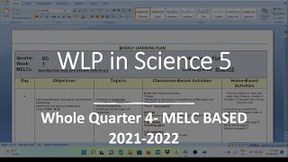 WLP in Science 5 Quarter 4