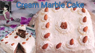 Super Soft Cream Marble Cake recipe Without oven,Very Easy step by step,  کریم ماربل کیک