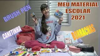 MEU MATERIAL ESCOLAR 2021 (CANETINHA, BRUSH PEN, BORRACHAS...)