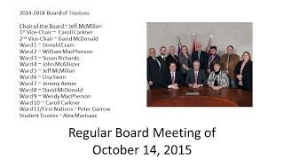 October 14, 2015 UCDSB Board Meeting