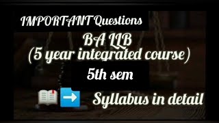 5th SEM BA LLB SPPU SYLLABUS & IP Questions | 3rd Year BA LLB | SPPU BA LLB