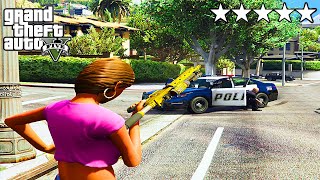 GTA 5 CRAZY GIRL FIVE STAR POLICE COP BATTLE RAMPAGE LOS SANTOS!