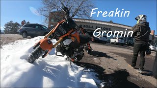 The Honda grom vs snow! (crashed)