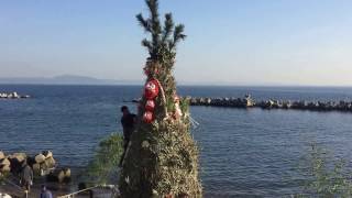 THE JAPANESE TRADITION of PREPARING for OMBE-YAKI at NOBI BEACH, JAPAN or BURNING NEW YEAR ORNAMENTS