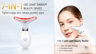 Light Therapy for Face and Neck, 7 Color Led  Light Face Therapy Wand, Face & Neck Massager,  White