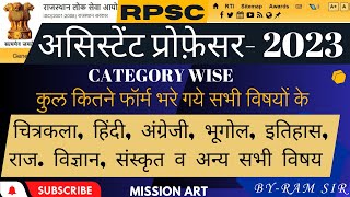 RPSC Assistant Professor 2023- CATEGORYWISE & SUBJECTSWISE APPLICATION FORM SUBMISSION LATEST REPORT