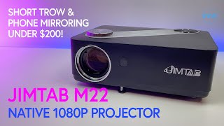 Jimtab M22 - NATIVE 1080P Projector - SHORT THROW PROJECTOR UNDER $200! (2022)