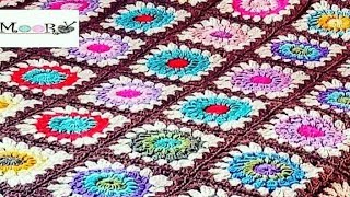 وحده مربعه كروشيه لعمل مفرش/بطانيه/كوشن/شنطه/كوفيه/شال|moory crochet