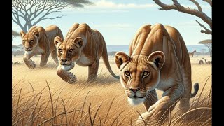 La chasse des lionnes dans la savane