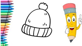 Winter cap drawing for kids and toddlers||drawing tutorial||