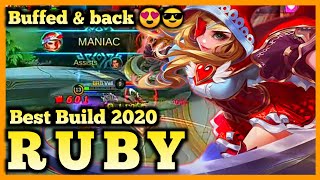 RUBY BEST BUILD, RUBY MOBILE LEGENDS, RUBY BUFF, BUFFED RUBY GAMEPLAY, MANIAC, 2020 MLBB, BUFF RUBY