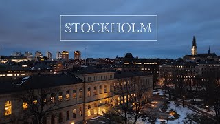 DJI Mini 4 Pro, flying over Stockholm city at night