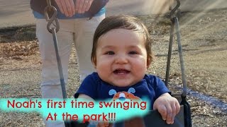 BEBE PRIMERA VEZ EN EL COLUMPIO|HIS FIRST TIME SWINGING|BEBE 10 MESES|Reishel La SUper Mamá