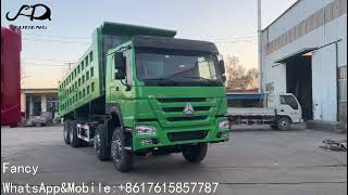 Very good condition 12 wheel howo dump tipper truck driving test and lifting system test now.