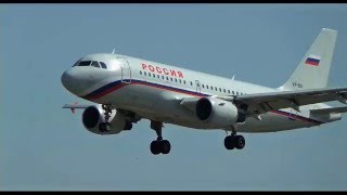 PSatB Rossiya A319 VP-BIU landing at Barcelona Airport