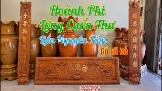 Hoành Phi Lồng Cuốn Thư Gỗ Gõ Đỏ Hàng Liền Tấm Cực Vip