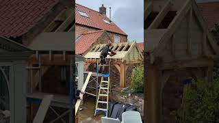 Hand Cut Roof, in the rain…. #carpentry #roofing #joinery #shortsvideo #youtubeshorts