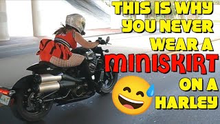 Why girls should NEVER wear a MINISKIRT on a Harley Davidson 😰 | EMBARRASSING