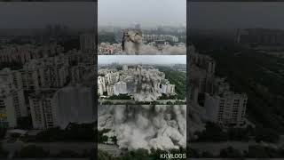 Noida Supertech Twin Towers Demolished drone Video #twintowerdemolished #noidatowerdemolition