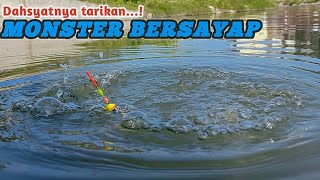 Ngerii Mazehhh,,!!! Menangkap ikan besar di sungai dikejutkan seekor monster bersayap