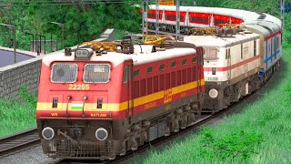 WAP4 RESCUE WAP7 LHB EXPRESS TRAIN | BUMPY RAILROAD | RAILWORKS | INDIAN TRAIN SIMULATOR 2024