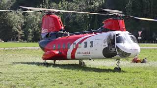 Helikopter Columbia 107 - 2 Vertol  Lastenflugtraining auf dem Flugplatz Mollis