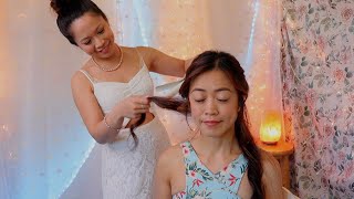 ASMR Relaxing Elegant Hairplay Session ~ Half Updo 💕 Bobby Pins, Curling, Brushing