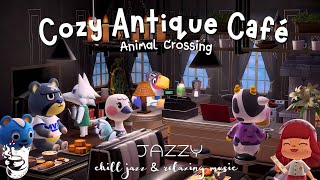 Cozy Antique café ☕ Animal Crossing ambience: Chatters + Lo-fi Smooth Jazz Piano Music Play list 🎧