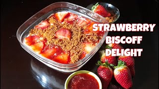 STRAWBERRY BISCOFF DELIGHT | NO BAKE DESSERT | STRAWBERRY JAM RECIPE |10 minute recipe| English-Urdu