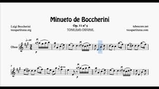 Minueto de Boccherini Partitura de Oboe Mi Mayor Tonalidad Original