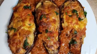 أطباق رمضان بادنجان محشي باللحم المفروم في الفرن 😋👍aubergine au four