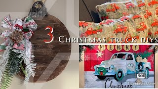 3 NEW Dollar Tree Christmas Crafts 2020 // Vintage Red Trucks home decor DIYs