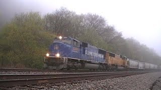 UP 2001 Torch Relay Locomotive Leads A CSX Grain Train