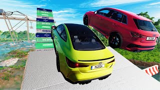 Cars Vs River Mega High Container  Jump Test #11 - Speed Car Crash -  BeamNG Drive