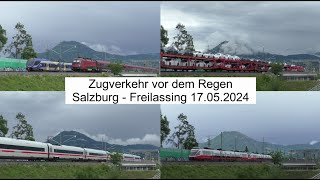 Zugverkehr vor dem Regen. Salzburg - Freilassing am 17.05.2024 - FHD