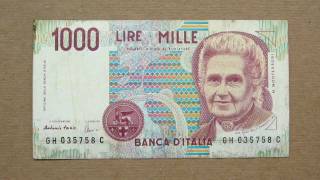 1000 Italian Lire Banknote (Thousand Italian Lire / 1990), Obverse and Reverse