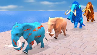 Zombie Elephant Mammoth Chasing Wild Elephant Temple Run | Elephant vs Mammoth Animals Challenge #1