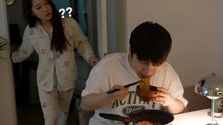 새벽 2시 와이프 몰래 라면 끓여먹기