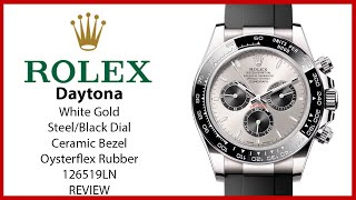 ▶ Rolex Daytona White Gold Steel Dial Oysterflex Rubber Bracelet 126519LN - REVIEW