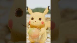 Pokemon Pikachu Enjoys a Juicy Mango on a Sunny Beach in India 🍋✨ #Pikachu #Pokemon #Shorts