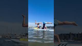 Handstand on paddle boards with @lunathenoodle #fails #fail #acro #gymmastics #gymnast #okympics