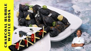 Charcoal Bubble waffle cheese dosa