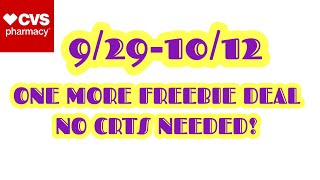 ONE MORE FREEBIE DEAL AT CVS 9/29-10/12! ONLINE DEAL ONLY! NO CRTS NEEDED!