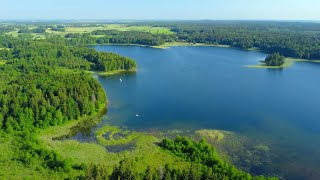 Virš Lietuvos: Platelių ežeras, Žemaitija iš drono skrydžio. 4k video, Lithuanian nature aerial