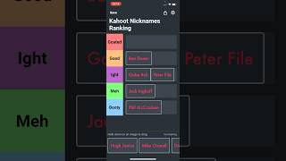 Ranking Kahoot Nicknames #ranking #tierlist #kahoot