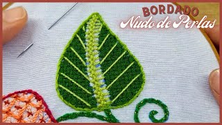 Bordando una HOJA con puntada "Nudo de Perlas" 🌹 Flor de pensamiento 🌹 Un Mundo Maravillisa