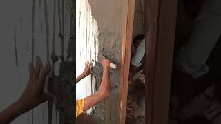 Door frame side wall plaster